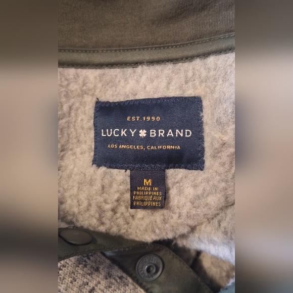 Lucky Brand mens M Navy green & grey sweater - Picture 2 of 4